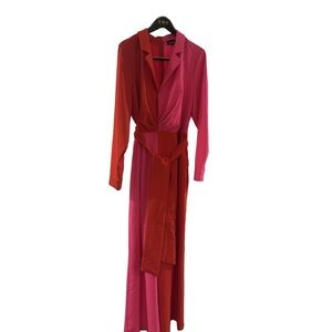 Eloquii Red and Pink Long Sleeve Jumpsuit